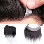 Men Forehead Hairline Toupee Black Human Hair V-Shape Topper Hairpiece PU Thin Skin(Black, 2.5X16cm) - Image 2