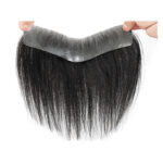 Men Forehead Hairline Toupee Black Human Hair V-Shape Topper Hairpiece PU Thin Skin(Black, 2.5X16cm) - Image 5