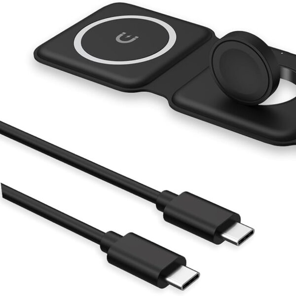 3 in 1 Charging Station Magnetic Foldable Integrated Plug Travel Wireless Charger Stand for Multiple Devices