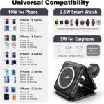3 in 1 Charging Station Magnetic Foldable Integrated Plug Travel Wireless Charger Stand for Multiple Devices - Image 8