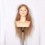 Human Hair Mannequin Head with Hairdresser Training Manikin Cosmetology Doll Head for Hair Styling & Training Practice (22 inches) - Image 5