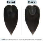 Silk Base Clip-in Scalp Hair Topper Patch for Women Natural Look Thinning Hair Syntetic Topper Wig (Black) - Image 6