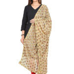 Net Embroidered Chiffon Phulkari Dupatta Chunni with Pranda for Women and Girls